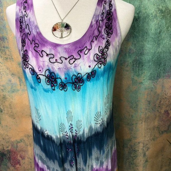 📌Shoreline Resort Spring Tie Dye Tank Dresses - Picture 4 of 8
